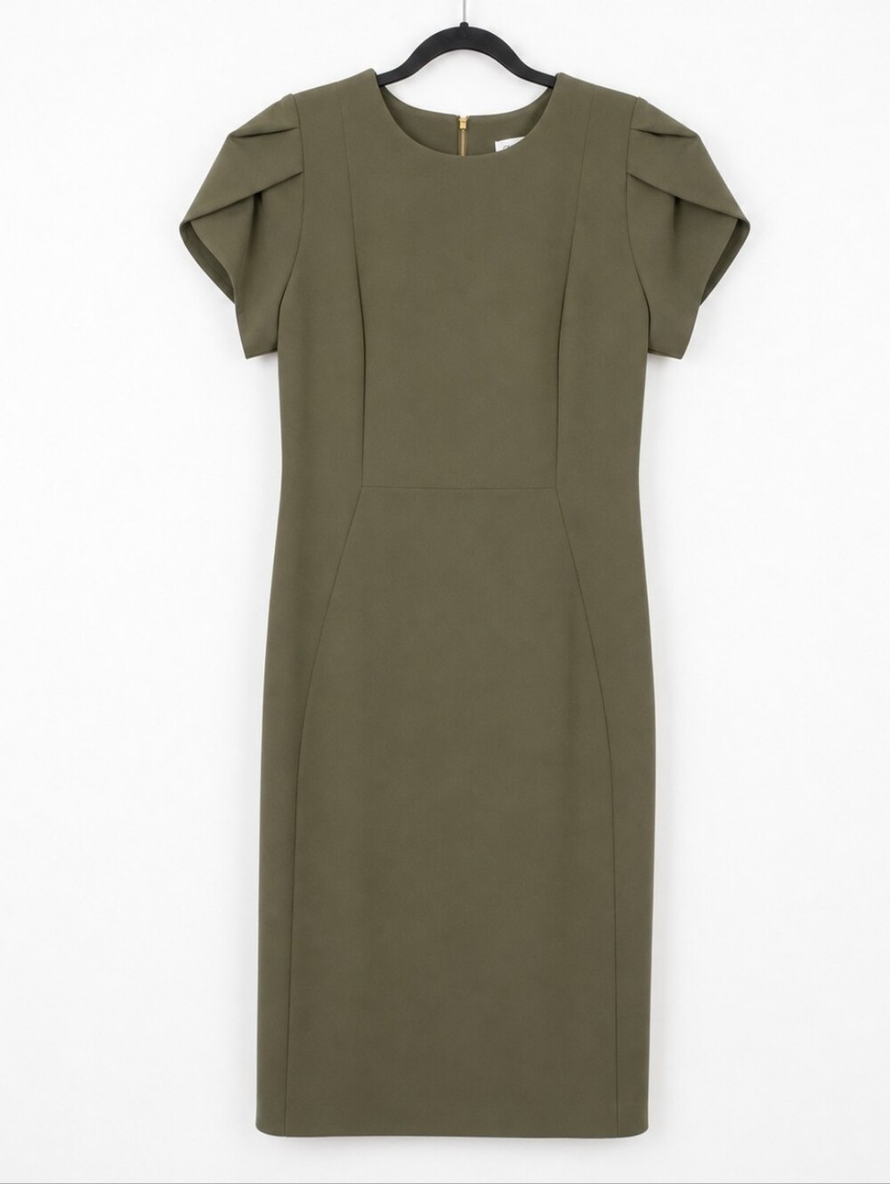 Calvin Klein Olive Green Short Sleeve Sheath Dress Women's Size 8